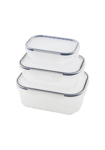 3pcs Sızdırmaz Saklama Kabı Seti Şeffaf Kap Buğulu Contalı Kapak 500 1000 1700ml Renkli