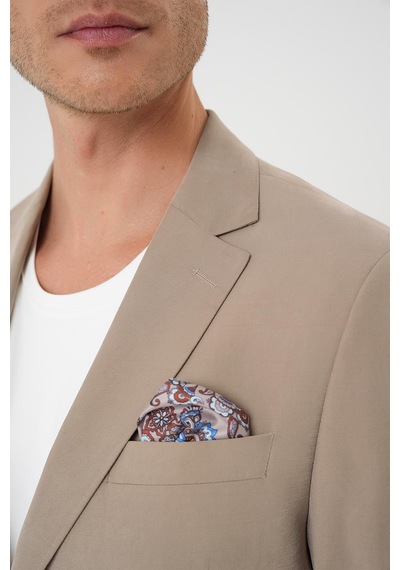 Efor Slim Fit Torba Cep Spandex Karışımlı Casual Bej Ceket C 714 Bej