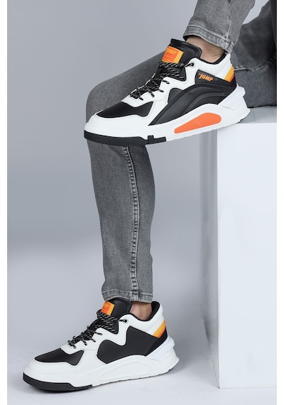 Lescon 29103 Yüksek Bilekli Siyah Erkek Sneaker Günlük Spor Ayakkabı Beyaz