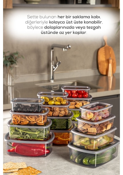 Vienev 16lı Hava Geçirmez Saklama Kabı Seti Antrasit 4x 250-500-750-1200 Ml Antrasit