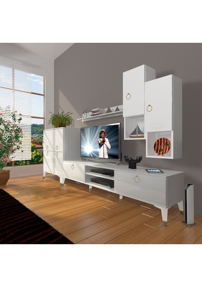 Decoraktiv Eko 6da Mdf Dvd Gold Tv Ünitesi Tv Sehpası Beyaz