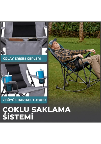 Fundango Cozy Rocking Chair Sallanan Katlanır Kamp Sandalyesi Black Siyah