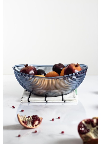 Akrilik Barok Lacivert Büyük Oval Meyve & Salata Kasesi & Karıştırma Kabı / 3,3 Lt Cam Değildir Diğer
