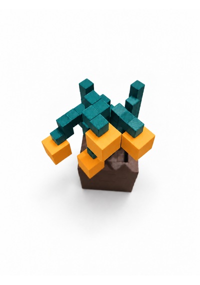 Piksel İnci Çiçeği Biblo - 3d Baskı, Minecraft Esintili Turuncu