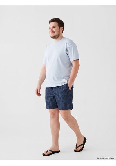 Lcw Swımwear Lacivert Kısa Boy Yazı Baskılı Erkek Deniz Şortu