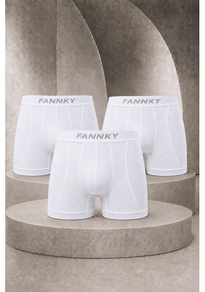 Fit Women Erkek Casual Comfort Günlük 3 Lü Beyaz Boxer
