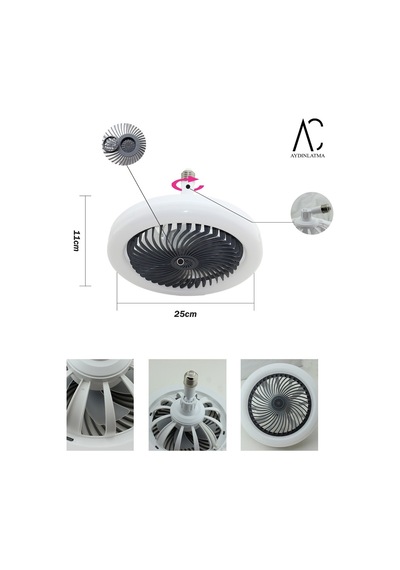 30w Fanlı Led Ampul / 3 Renk Işık /fan Hız Ayarlı Siyah Kasa