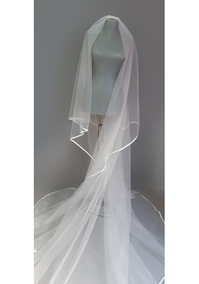 Suzanna Moda Saten Biyeli Çift Kat Taraklı Hayal Tül Gelin Duvağı 2.50 Cm Uzun Kat - 85cm Kısa Kat Krem