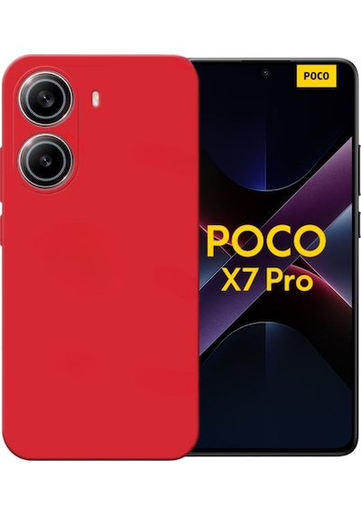 Poco X7 Pro Iron Man Edition Uyumlu Silikon Kılıf - Kamera Korumalı Esnek Kapak - Kırmızı Kirmizi