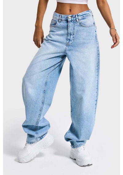Itsbasic Kadın Ice Kot Rengi Cindy 4s6-3 Skater Fit Bol Kesim %100 Koton Denim Jean