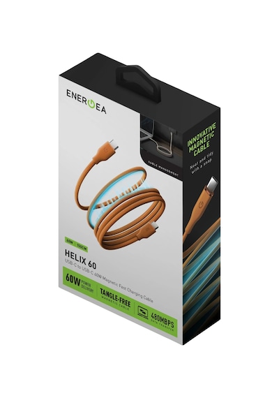 Energea Helix 60 1.5m 60w Manyetik Type-c To Type-c Hızlı Şarj Kablo - Mavi