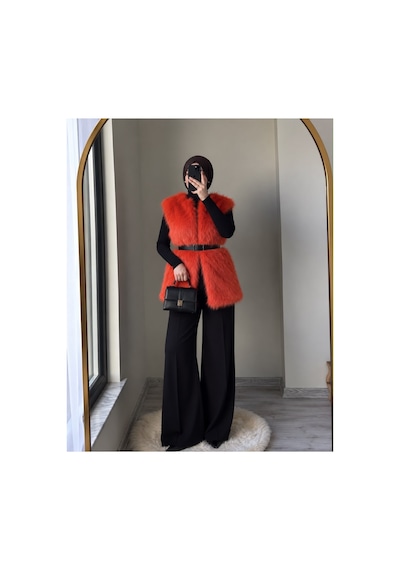 Verymoda Tüylü Yelek Vmf1567 Oranj