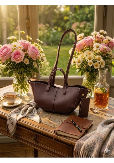Housebags Valentina Kadın Fermuarlı + Cüzdan Charm El Ve Omuz Çantası Acı Kahverengi