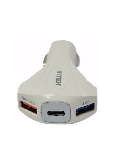 Hytech Hy-Xq55 Type-C + Çift Usb Çıkışlı Çakmak Şarj 7A Beyaz
