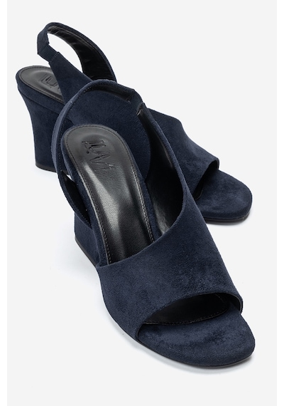 Luvi Shoes Zyra Lacivert Süet Kadın Dolgu Topuklu Ayakkabı