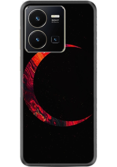 Vivo Y35 Kilif Silikon Desen Red Moons 1747 566402759