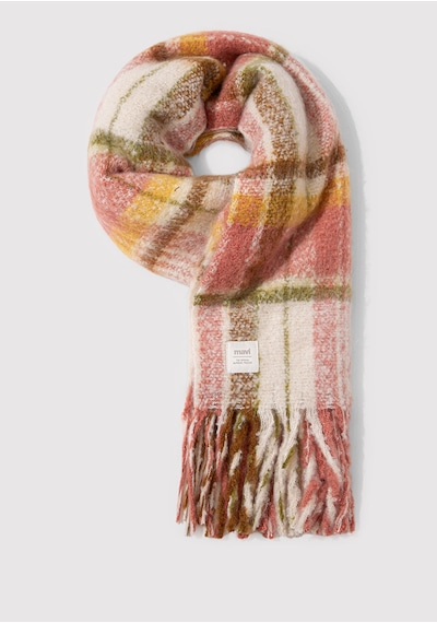 Mavi - Püsküllü Kareli Atkı 1912810-71089 Pembe