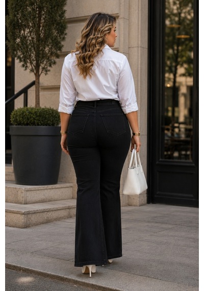 Cedy Denim Cedy Denım - Kadın Büyük Beden İspanyol Paça Yüksek Bel Skinny Fit Likralı Pantolon C628 Siyah Cedy Denim Cedy Denım - Kadın Büyük Beden İspanyol Paça Yüksek Bel Skinny Fit Likralı Pantolon C628 Siyah