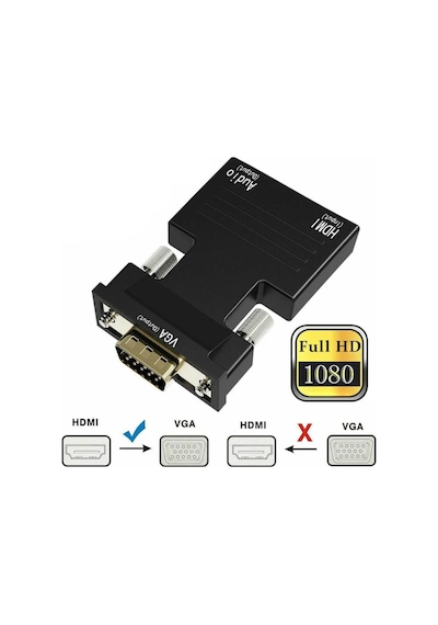 Hdmi To Vga Kablo Çevirici Ses Destekli Receiver Ps3 Ps4 Laptop (539124494)