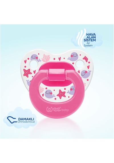 Wee Baby Desenli Damaklı Emzik No:1 Pembe 0-6 Ay