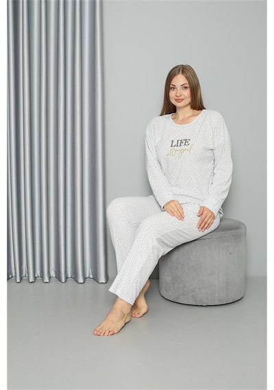 Akbeniz Welsoft Polar Kadın Büyük Beden Pijama Takımı 808050 - 3xl Ekru