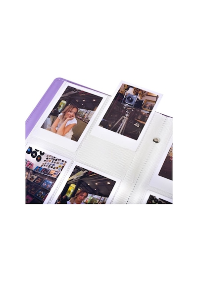 Siyah Deri Tasarım Instax Polakart Mini Fotoğraf Albümü - 96 Lı Cep Kapasitesi