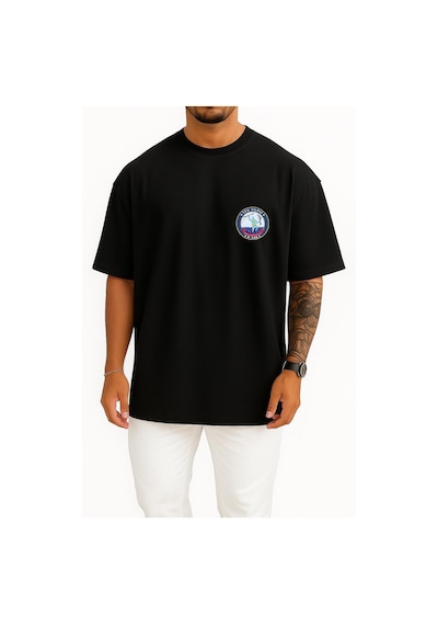 Bahriyeli Collection Oversize Tcg Yıldız P348 Cep Tasarımlı Unisex T-shirt Siyah