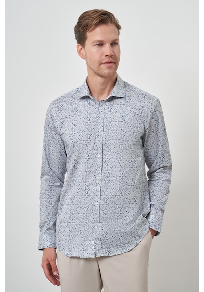 Morven Erkek Mavi Pamuk Trend Slim Fit İtalyan Yaka Gömlek 25mc004018300 Mavi Mavi