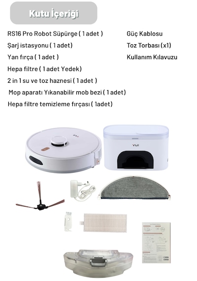 Yui RS16 Pro Akıllı Robot Vacuum & Mop Süpürge