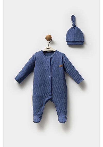 Moi Noi Şapkalı Tulum Mnb1251 Navy Blue Beyaz