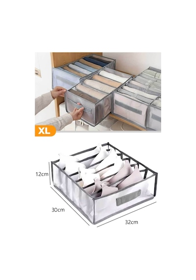 Serstil 6 Gözlü Kulplu Çekmece Içi Düzenleyici Organizer - Xlarge 32x30x12 Cm Çok Renkli