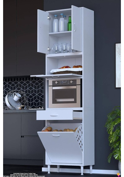 Zevra 55 Cm Fırın Dolabı Sepetli Kapaklı 4 Bölmeli Çok Amaçlı Mutfak Kiler Banyo Dolabı 55x226x32 Cm Beyaz Zevra 55 Cm Fırın Dolabı Sepetli Kapaklı 4 Bölmeli Çok Amaçlı Mutfak Kiler Banyo Dolabı 55x226x32 Cm Beyaz