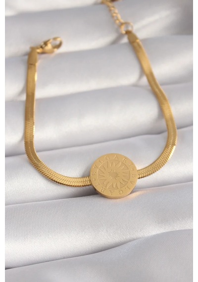 316l Çelik Gold Renk İtalyan Zincir Model İşlemeli Madalyon Figür Kadın Bileklik Eb-53-vice/ 1395 2527 Çok Renkli 69001832