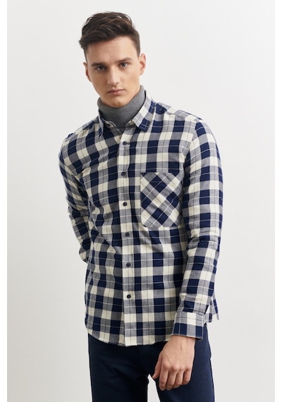 AC&Co / Altınyıldız Classics Erkek Lacivert-Bej Slim Fit Dar Kesim Düğmeli Yaka %100 Pamuk Kareli Oduncu Gömlek 4A2023100177LBJXL Lacivert - Bej AC&Co / Altınyıldız Classics Erkek Lacivert-Bej Slim Fit Dar Kesim Düğmeli Yaka %100 Pamuk Kareli Oduncu Gömlek 4A2023100177LBJXL Lacivert - Bej