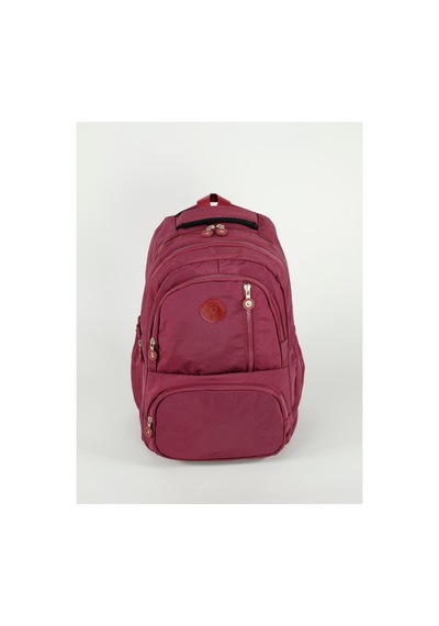 Unisex Su Geçirmez Çok Bölmeli Krinkıl Kumaş Okul Çantası Laptop Çantası Bordo Bordo