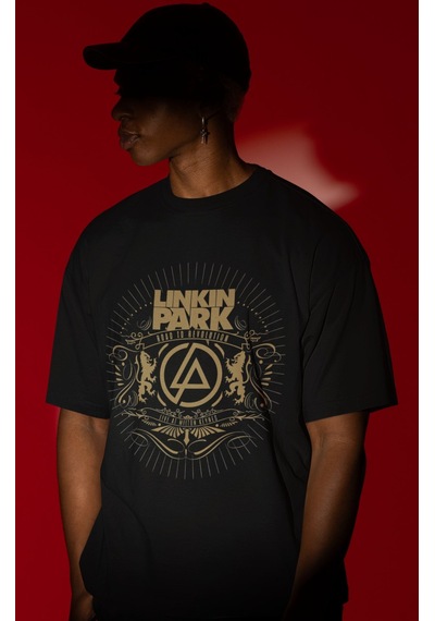 Sevbano Tasarım Linkin Park Rock Metal Müzik Grubu Baskılı Unisex Oversiz Siyah