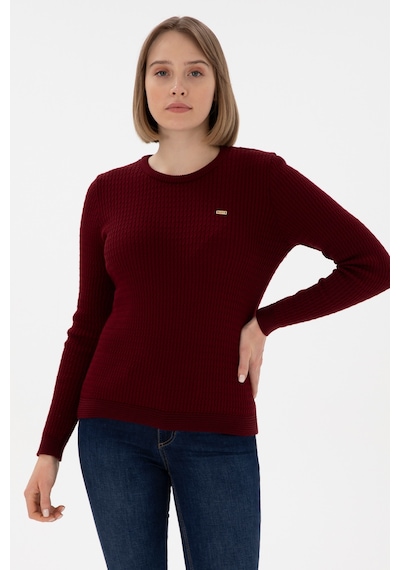 U.S. Polo Assn. Kadın Bordo Bisiklet Yaka Basic Kazak 50312922-VR014