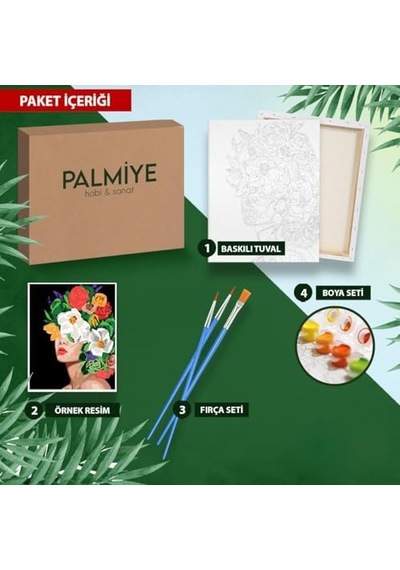 Sayılarla Boyama Tuval Seti Fırça Boya Dahil Çıtalı 40x50 Cm - Dağlar