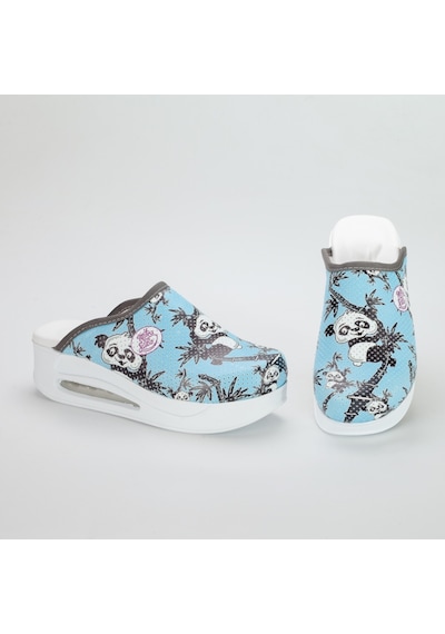 20Tasarımterlik Kadın Mavi Panda Airmax Ortopedik Hemşire Terliği-Mavi