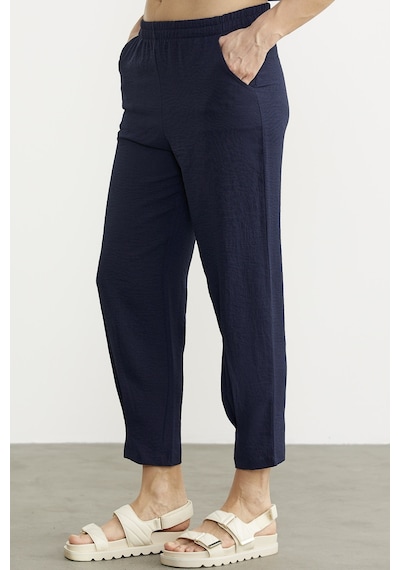 Paça Büzgü Detaylı Krep Pantolon - Lacivert 001