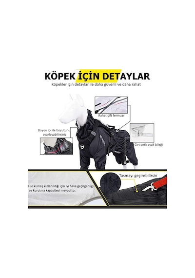 Fonksiyonel Fermuarlı Tulum Rüzgarlık Yağmurluk Köpek Kıyafeti