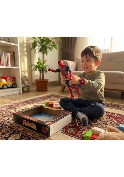 Marvel Spider-man Işıklı Figür Ve Projeksiyonlu Kol Saatli Oyuncak Seti 20 Cm Spider - Man