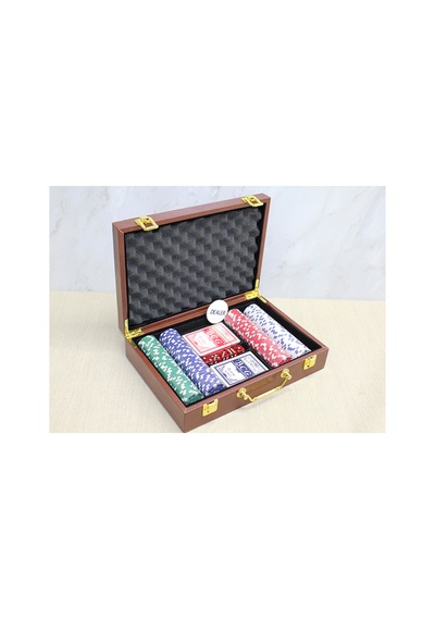 Arı 4 Adet Poker Oyunu Deri Çantalı Poker Seti, 200 Chip, 2 İskambil Kartı, Kart Oyunu, Poker Game Açık