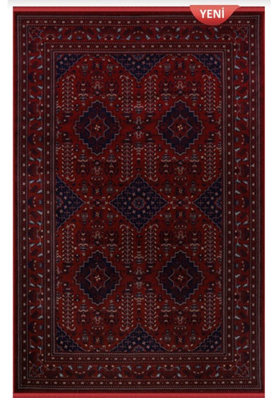 Premium Akrilik Bambu Halı - Kırmızı Klasik Uşak Desenli Salon Halısı 8mm Yumuşak Havlı Dokuma Taban Bordo