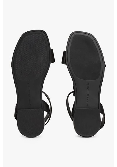 Tommy Hilfiger Kadın Th Ankle Strap Deri Sandalet - Siyah Triple Black