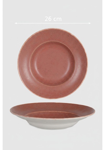 6 Lı 26 Cm Rosa Desenli Porselen Makarna Tabağı Şık Sunum Ve Servis Tabağı Krem