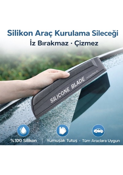 Polham 30cm Premium Silikon Araç Kurulama Sileceği İz Bırakmaz, Çizmez,cam, Ayna Ve Duşakabin Uyumlu