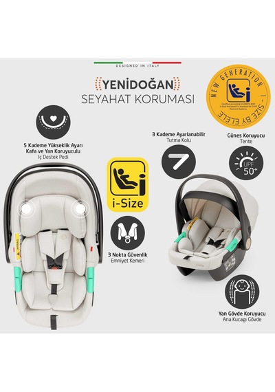 Elele Rotativo Çift Yönlü Kabin Tipi Travel Bebek Arabası Bej