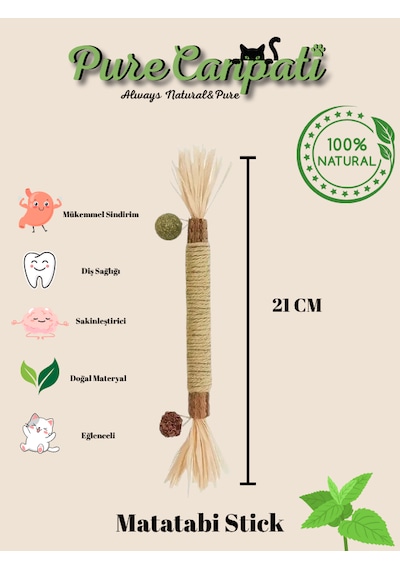 Purecanpati Kedi Naneli Matatabi Çubuğu Kediler İçin Doğal Oyun Ve Mutluluk 1 Adet