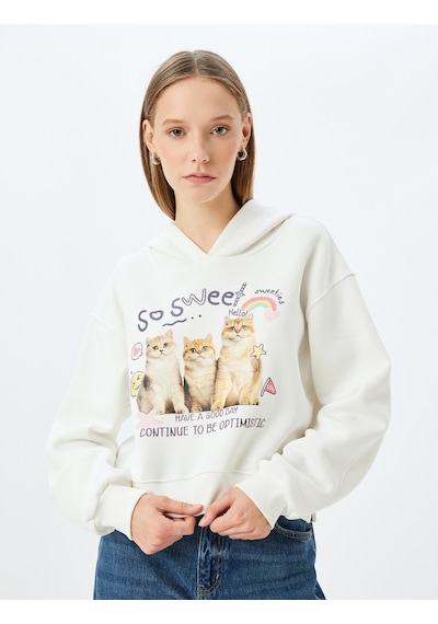 Koton Kapüşonlu Kedi Baskılı Şardonlu Rahat Kalıp Crop Sweatshirt Ekru 5wal10613ık Ekru Ekru Koton Kapüşonlu Kedi Baskılı Şardonlu Rahat Kalıp Crop Sweatshirt Ekru 5wal10613ık Ekru Ekru